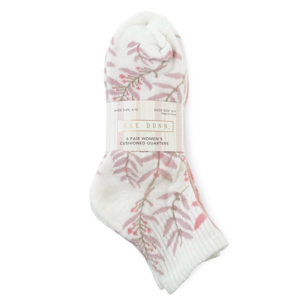 Rae Dunn Women's Cushioned Quarters Socks 6 pair NIP